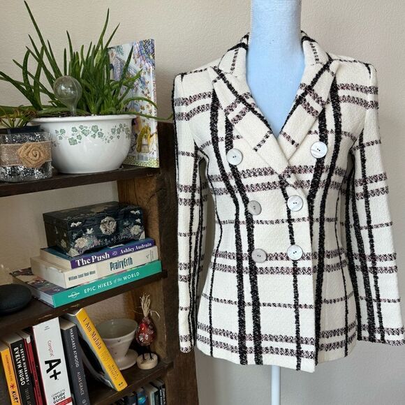 Derek Lam 10 Crosby Wool Plaid Double Breast Jacket Size 0 - Picture 1 of 11